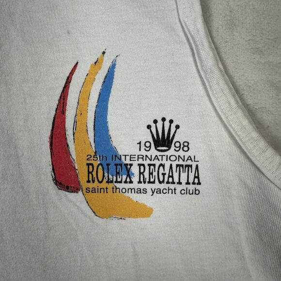 VTG Rolex Regatta Tank Top Shirt Men’s Size M White 1988 St Thomas Yacht Club - Picture 5 of 9